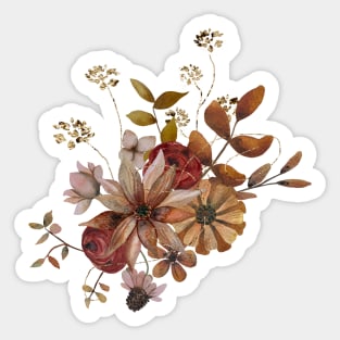 Autumn Watercolor Flowers with glitter on a light background Sticker